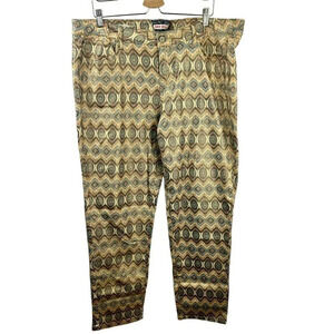 Hot Kiss‎ Denim Jeans Women 20 Skinny Lily Metallic Tribal Geometric Gold Blue